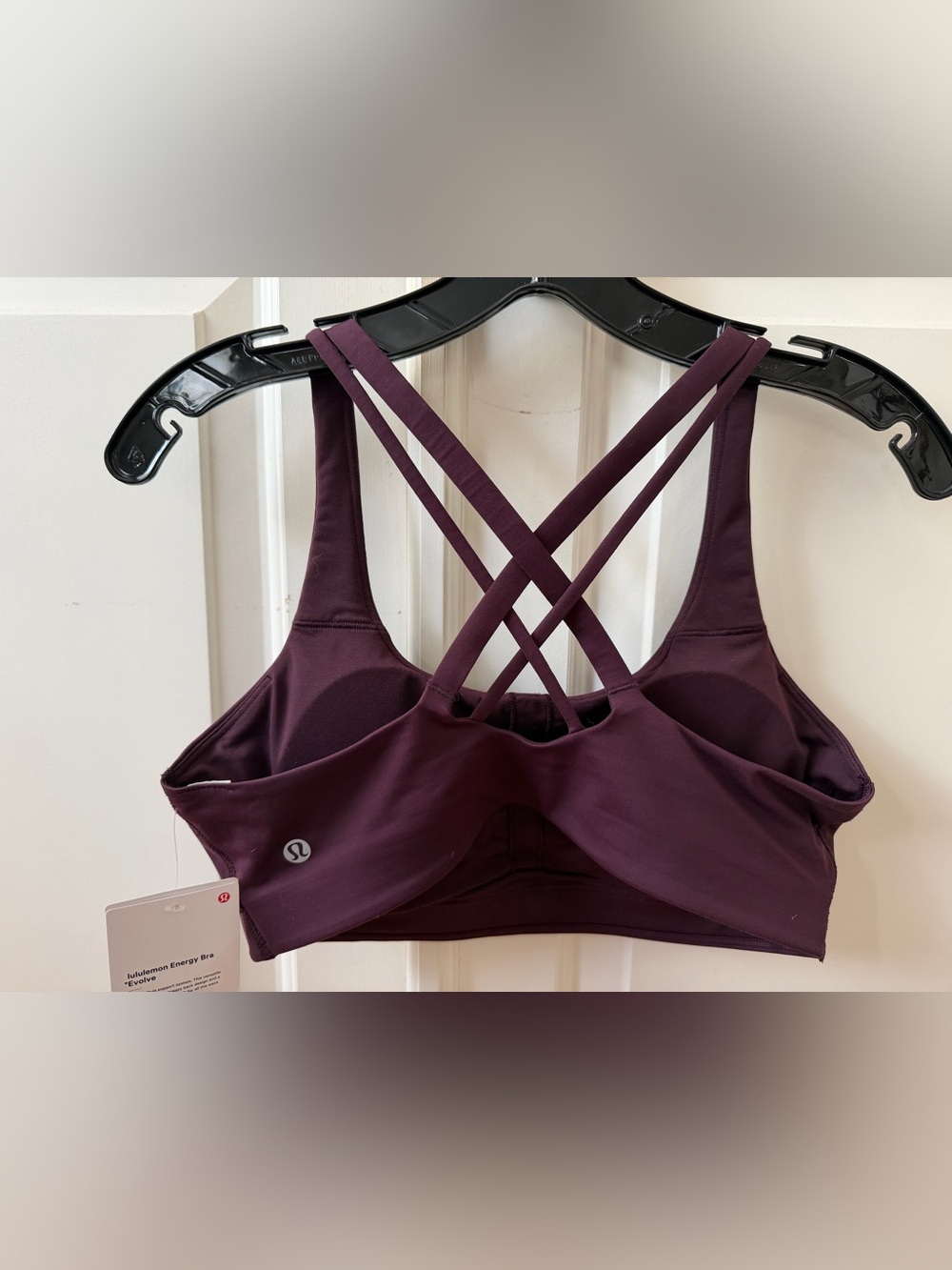 lululemon Energy Bra EVOLVE Deep Plum Wine Strappy Cross-Back Size Medium NWT - Picture 2 of 5